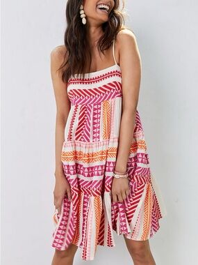 Devotion Twins | Anthropologie Embroidered Square-Neck‎ Mini Dress